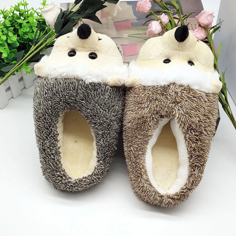 Hedgehog Fur Slippers for Men Women Children Indoor Winter Fluffy Funny warm slippers