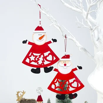 

Wood Cutout Santa Claus Snowman Pendants Drop Ornaments Color Painted Christmas Festive Part Supplies