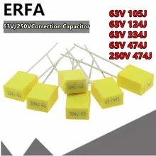 

10pcs 63V Correction Capacitor 250V 105J 1uF 124J 120nF 334J 330nF 474J 470nF 472J 4.7nF Polypropylene Safety Plastic Film