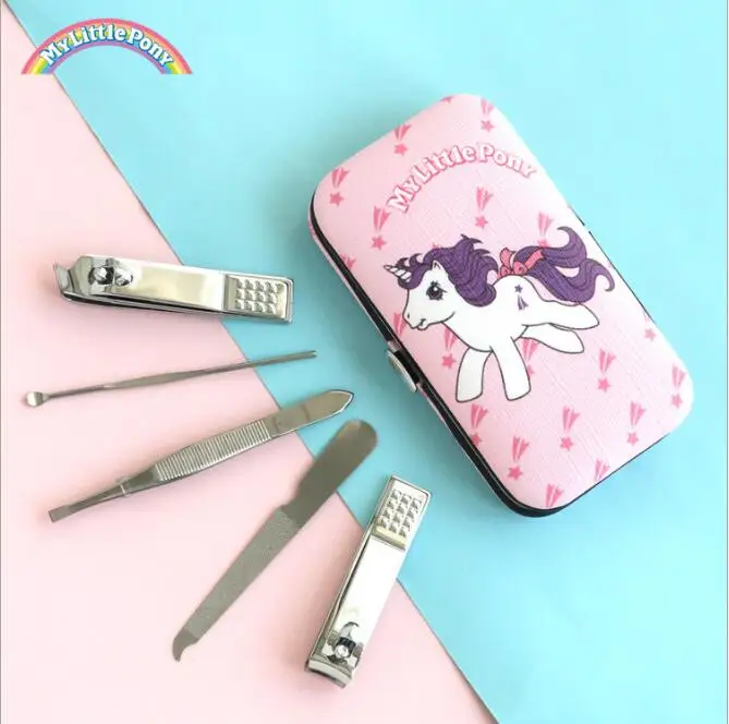 

2019 Genuine my little pony 5pcs Multifunction Nail Clippers sets children Toy Scissor Tweezer Manicure Set Kit Nail Art Tools