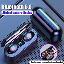 Новые F9 беспроводные наушники Bluetooth 5,0 TWS гарнитура Hi-Fi мини-наушники для занятий спортом, бега, Bluetooth наушники с 2000 мАч внешним аккумулятором