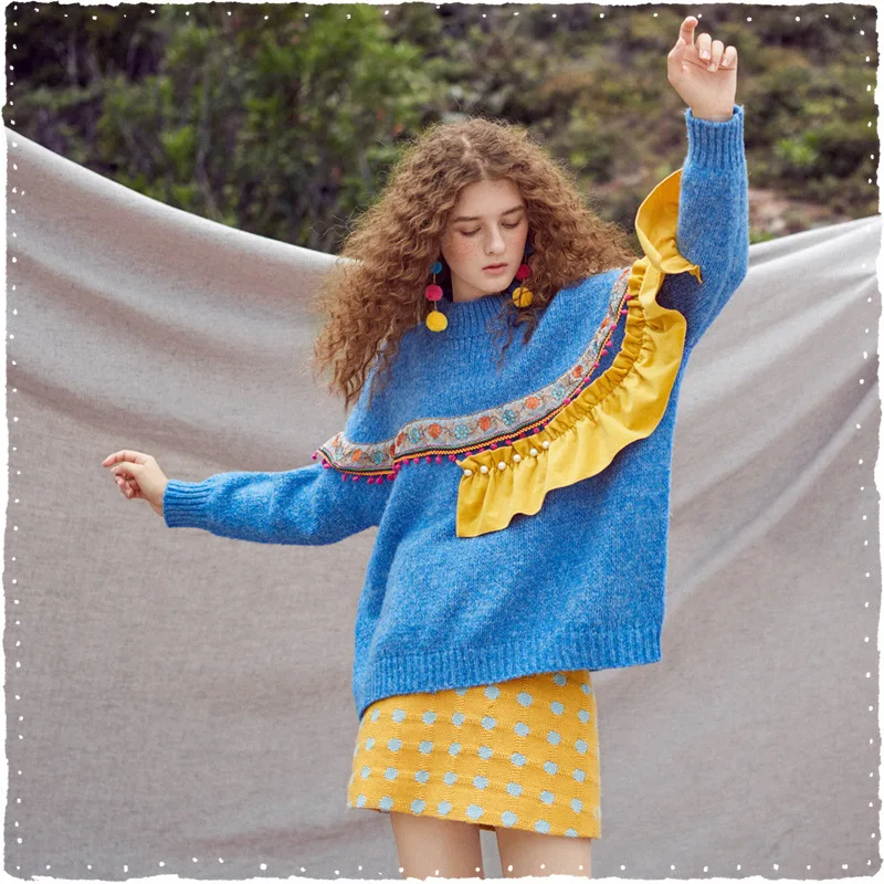 

CHIC Network Red Sweater Female Autumn New Style Sweet Half-Turtle-Neck Sweater Outer Wear Fashion Korean-style Loose Tops Fashi