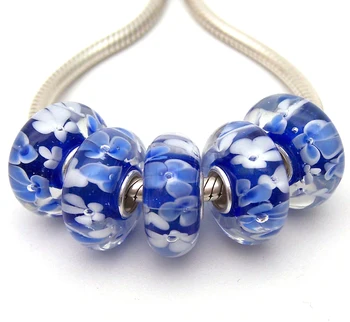 

JGWGT 1685 5X 100% Authenticity S925 Sterling Silver Beads Murano Glass beads Fit European Charms Bracelet diy jewelry Lampwork