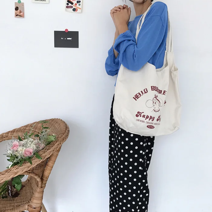 Women Girl Shoulder Bag Large Capacity Canvas for Shopping Beach Travel Keys C55
