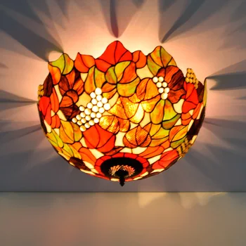 

50 cm European tiffany rural grapes stained glass sitting room dining-room with bedroom absorb dome light bar