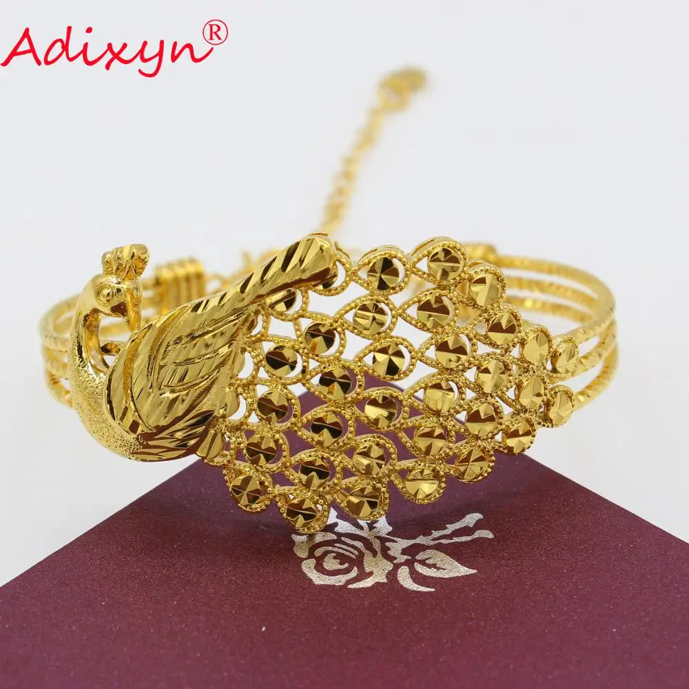 Adixyn Модный золотой браслет павлина для женщин/мужские ювелирные изделия браслеты романтический свадебный браслет в виде павлина подарки N080819