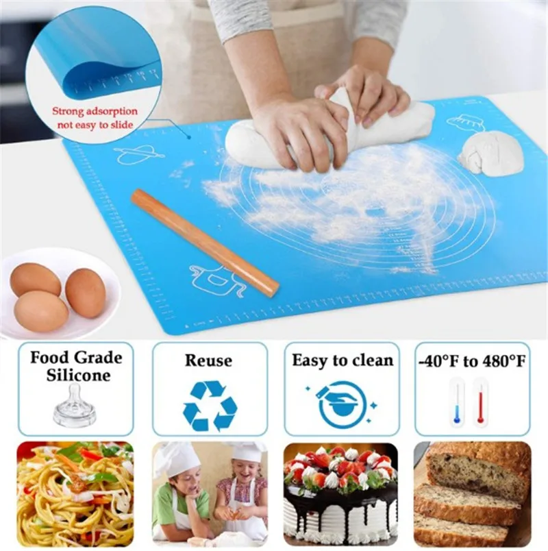 Baking Kitchen Large Size 50*40cm Silicone Baking Mat Pizza Dough Maker