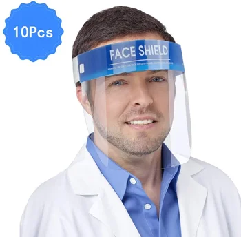 

10PCS Transparent Face Shield Safety Protective Mask Anti-Fog Oil-Splash Proof Anti-UV Anti-Shock Safety Mask Visor Shield Stop