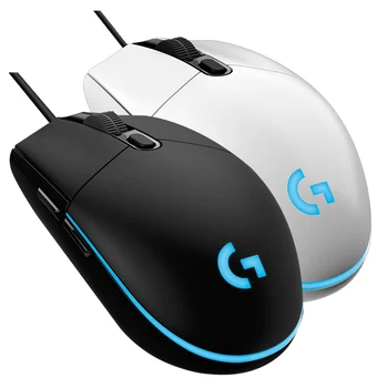 Logitech-ratón Lightsync G102 para videojuegos, Mouse retroiluminado con botón lateral mecánico, con brillo, Macro, USB, para ordenador portátil y oficina en casa