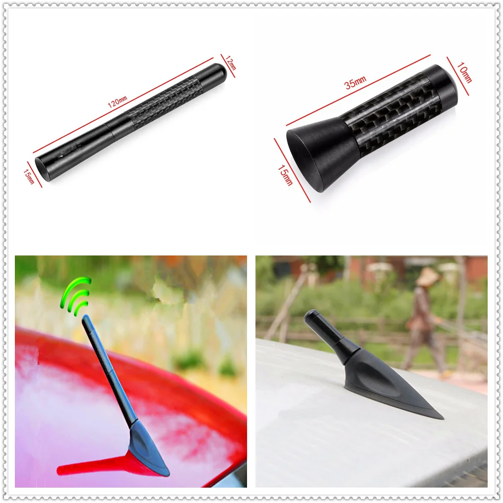 

Car universal 3.5/12cm Carbon Fiber roof Metal Short Radio signal Antenna for Ford Transit Ranger Mustang Ka Fusion Focus F-150