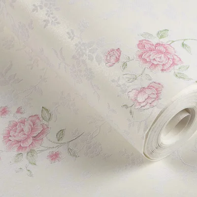 

pink girl princess room wallpaperKorean flowers fresh pastoral small floral warm beauty salon non-woven wall paper