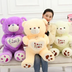 Oso de peluche grande para niña, juguete de peluche con corazón de amor, suave, regalo de San Valentín, navidad, cumpleaños