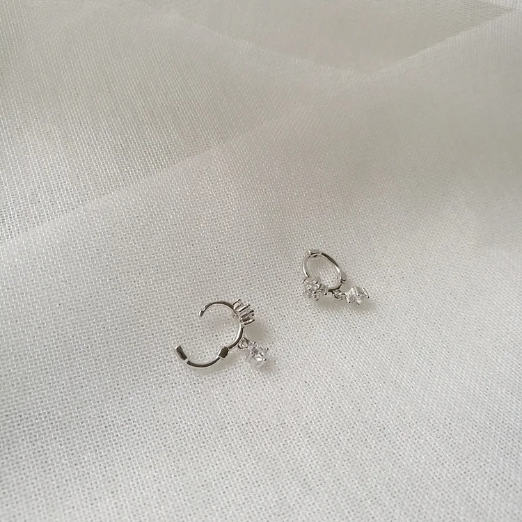 925 sterling silver fashion small zircon flower ear ring ear bone ear buckle simple cute sweet female girl silver ear jewelry