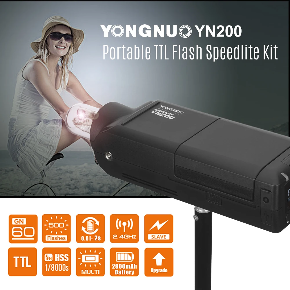 

YONGNUO YN200 Portable TTL Flash Speedlite 200W GN60 High Speed YN560-TX PRO Flash Trigger Transmitter for Canon EOS DSLR Camera