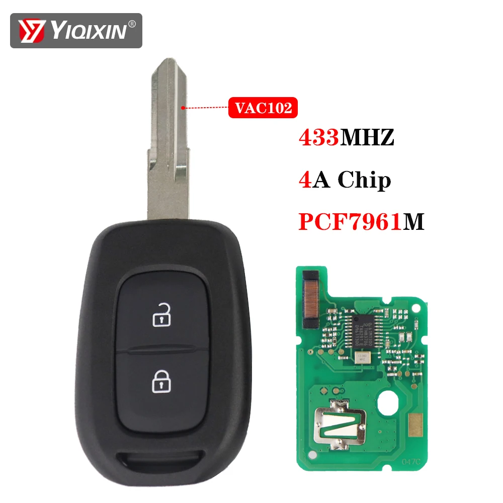 YIQIXIN 2 Buttons Smart Remote Control Key For Renault Sandero Logan Lodgy Dokker Dacia Duster 2012-2018 433MHZ 4A PCF7961M Chip |
