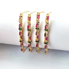 5 шт. Радуга кубический циркон изогнутый Разъем браслеты, цветной фианит микро браслет паве Модные женские ювелирные изделия BG296