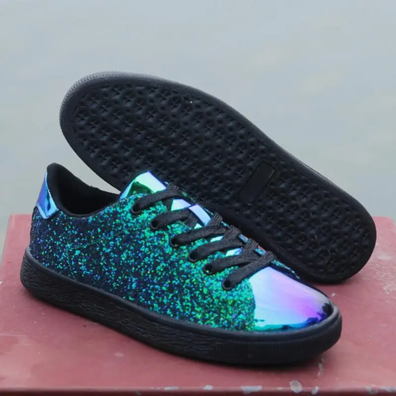 

European station big size women's board shoe spring fashionable color glitter is recreational low help zapatillas hombre c1