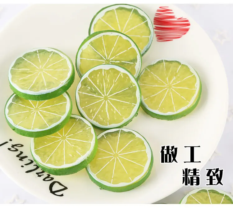 Mini Artificial Fruit Simulation Lemon Slices 3 Colors Resin Fake Artificial Fruit Model Party Kitchen Wedding Decoration QW183 (7)