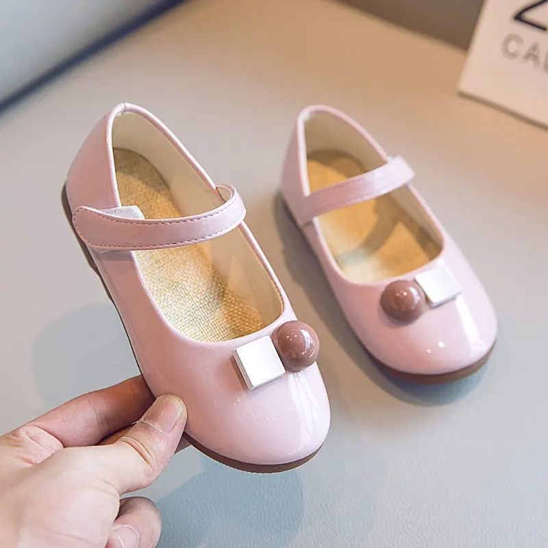 2020 Autumn New Big Children's Shoes Girls Bright Leather Candy Color Square Princess Shoe Small Kids Baby Non-slip Casual | Детская