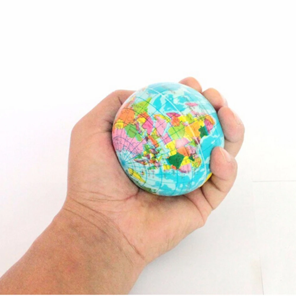 1pcs Cute Kids Geography World Map Anti-Stress Bouncy Ball Phone Straps Stress Slow Rising Jumbo 63mm