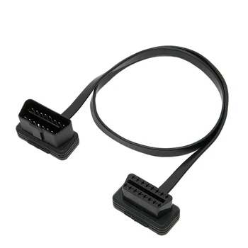 

High Quality 16 Pin Connector 60cm Car Adapter Cable Male To Female OBD2 Connector Elbow Flat Extension Cord Car Accessories