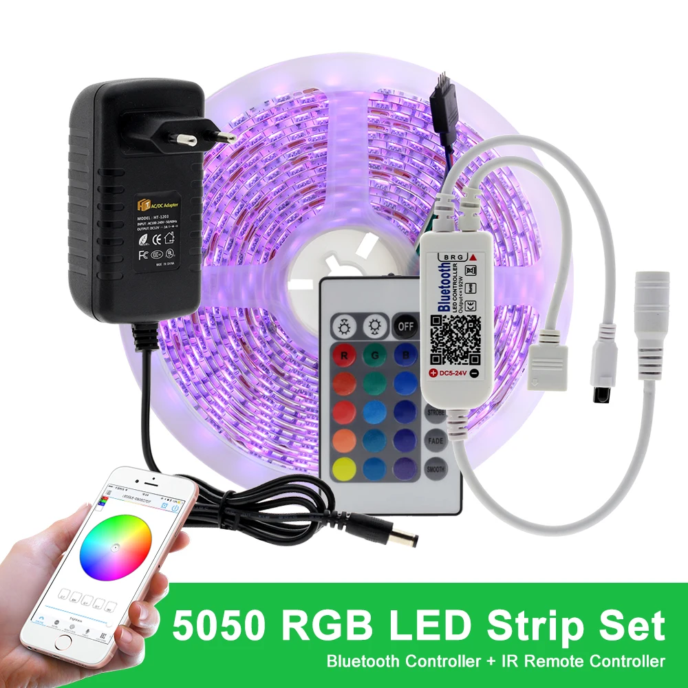 5 м wifi/Bluetooth RGB RGBW Светодиодная лента 5050 DC12V умная RGB лента Диодная неоновая лента+ wifi/Bluetooth контроллер+ адаптер - Испускаемый цвет: Bluetooth RGB