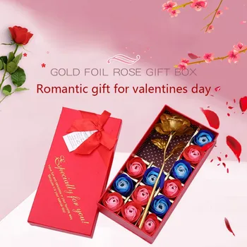 

Valentine's Day Creative Gift Rose Gold Foil Soap Rose Forever Love Wedding Decor Romantic Birthday Gift For Girlfriend