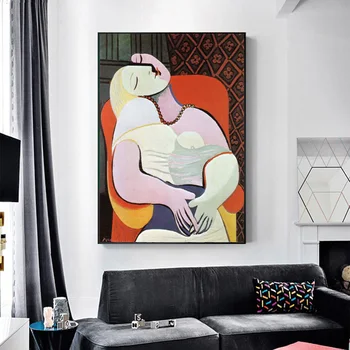 

Abstract Famous Art The Dream Picasso Canvas Painting Reproduction on the Wall Art Posters and Prints Picture for Home Decor