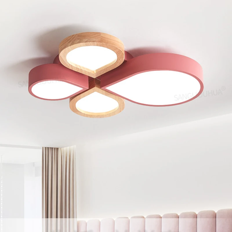 

Bedroom ceiling lamp Nordic four-leaf clover modern minimalist living room study boy girl warm net red ceiling lights