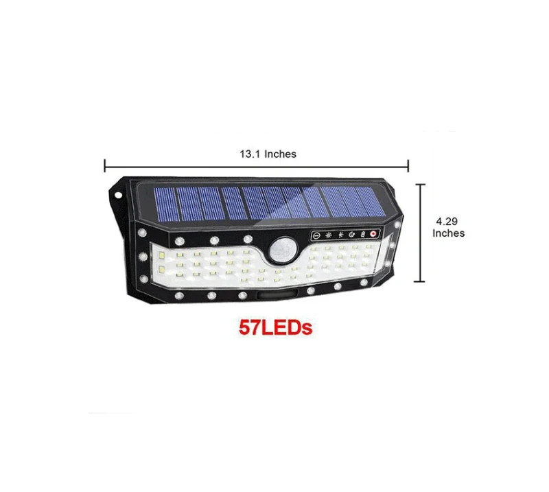 USB Перезаряжаемый PIR светодиодный солнечный светильник, Уличный настенный светильник для дома, сада, двора, дорожки, уличный светильник - Испускаемый цвет: 57 LEDs