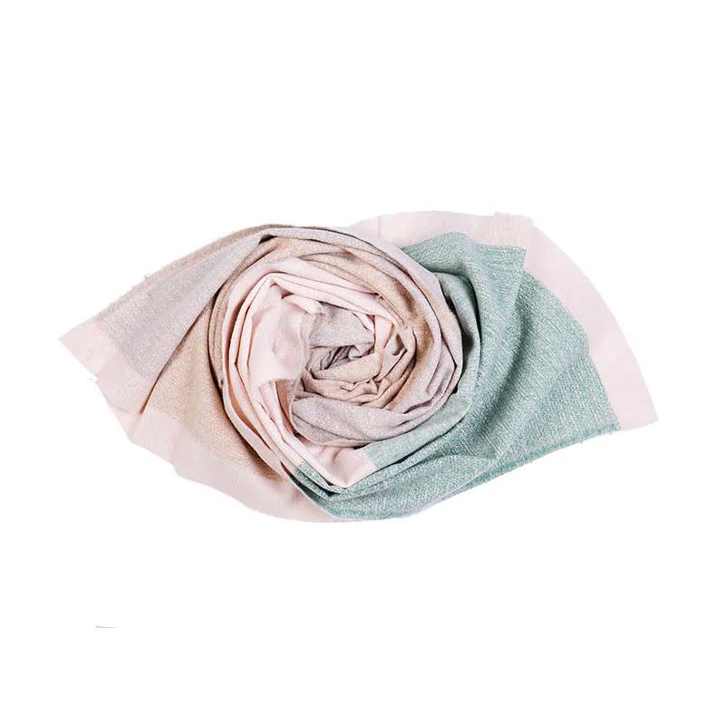 FS модный пэчворк головной Обертывания шарфы для женщин для зимние теплые Grwwn розовый мусульманский хиджаб шарф Кашемир с кисточкой Bufandas - Цвет: Pink Green
