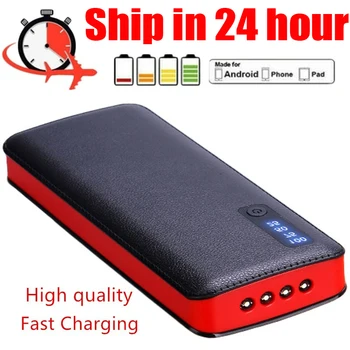 

Power Bank 2020 New Powerbank Waterproof Quick Charge 3 USB and 4 LED External Battery Flashlights LCD Display for Smartphones