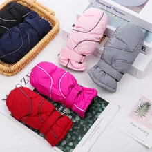 Новые детские зимние теплые одноцветные перчатки для мальчиков и девочек, лыжные варежки с длинными рукавами, ветрозащитные водонепроницаемые толстые теплые перчатки