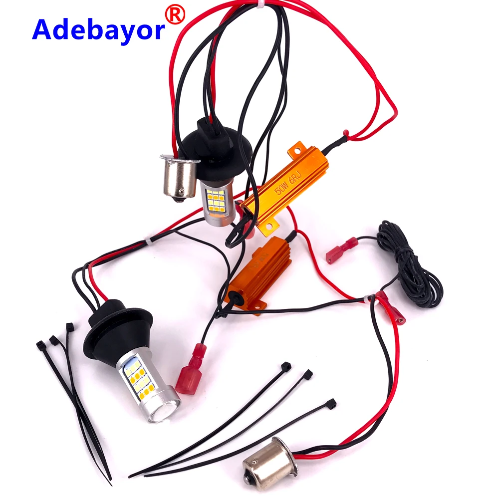 2 шт. BA15S 1156 T20 7440 42 SMD 2835 Светодиодный двойной Цвет автомобильные DRL Противотуманные фары Поворотная сигнальная лампа Авто дневные ходовые светильник с декодер 12V