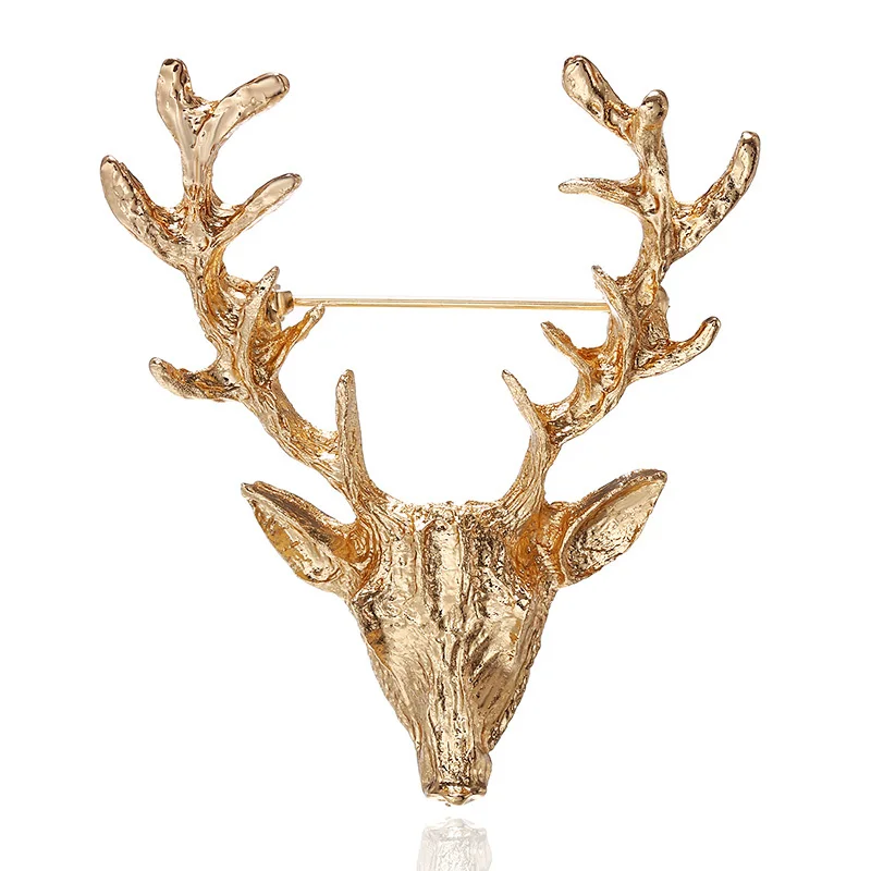 Лидер продаж 2020 модные золотистые броши в виде головы оленя лося птицы украшения