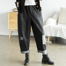 NINI WONDERLAND осенние хлопковые джинсовые штаны-шаровары, женские ковбойские повседневные брюки, женские лоскутные джинсы, весенние винтажные штаны