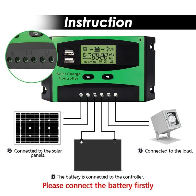 30A 12 В 24 в Солнечный контроллер с функцией lcd Dual USB 5VDC Выходная панель солнечных батарей регулятор заряда батареи
