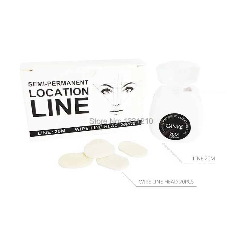 

Microblading MAPPING STRING Pre-Inked Eyebrow Marker thread 20m With 20 Pcs Wipe Line Heap