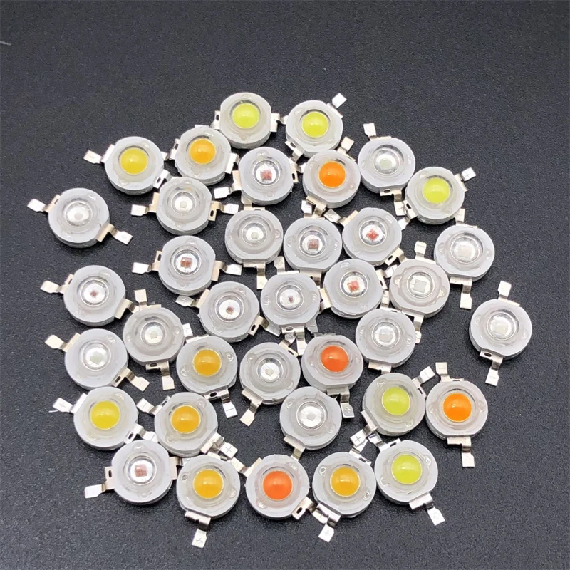 100pcs 1W 3W High Power LED Chip Lamp Bulbs SMD COB Diodes Warm Cold White Red Green Blue Yellow 440 660nm Grow Light Beads