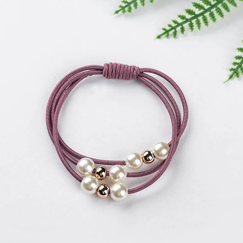 

SHUANGR Three-in-one High Elastic Hair Ring Hair Rope Headdress Pearl Knotted DIY Hair Ring Hairpin Hair Accessories For Women