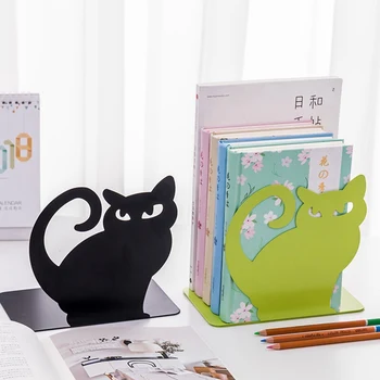 

2Pcs/Set Metal Anti-Skid Retractable Animal Bookend New Cute Cartoon Cat Art Book Ends Stand Holder Desk Decoration