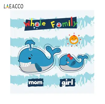 

Laeacco Cartoon Whale Family Photography Backdrop Baby Shower Birthday Customized Photographic Background For Photo Studio