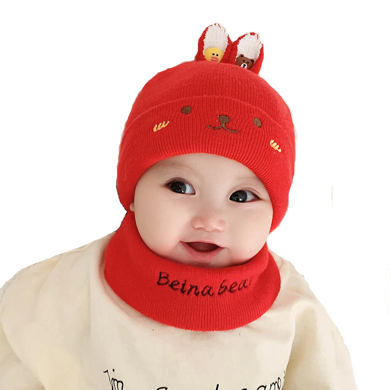 Утолщенная зимняя детская шапка; шапка для мальчиков и девочек; шапка с ушками медведя; комплект с шарфом; наушники; плюшевые толстые ветрозащитные
