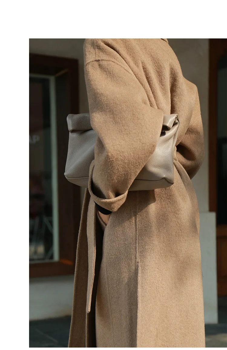 wool coat warm winter beige camel oversize maxi long outfit Wool Blends coat high quality