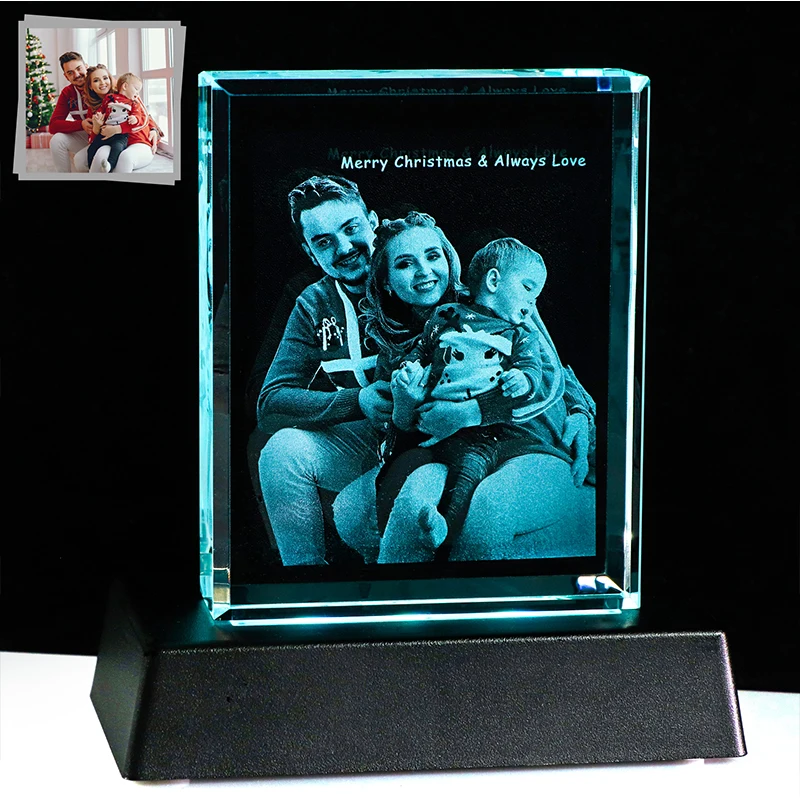 Personalized Photo Frame Custom Laser Etched Engraved K9 Crystal Glass Photo 