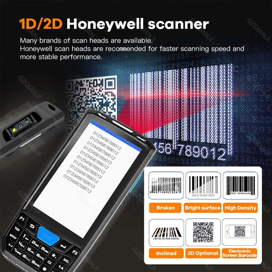 Android 9.0 Industrial Rugged PDA Handheld POS Terminal Laser Barcode Scanner Support Wireless WiFi 4G BT for Warehouse Express