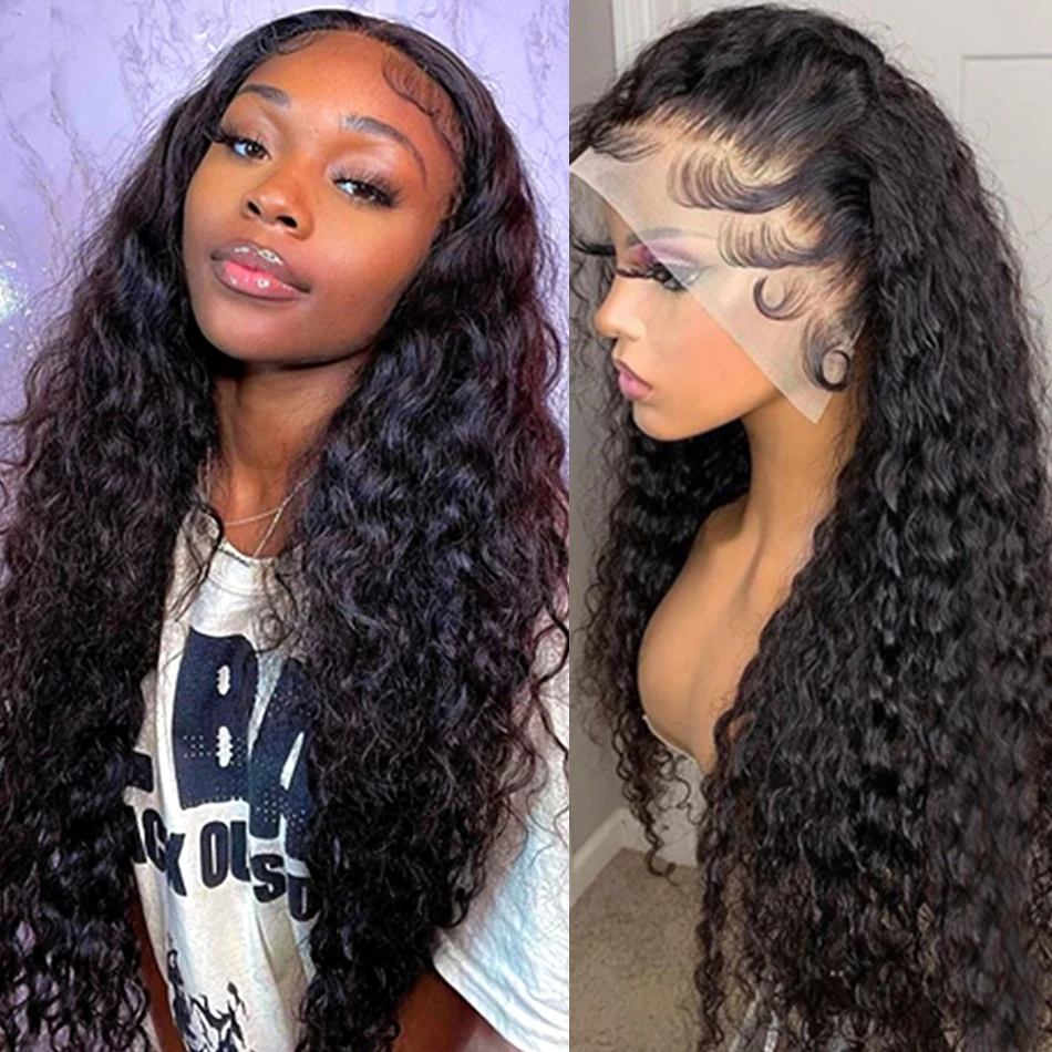 30 40 Inch Deep Wave Frontal Wig 13x6 360 Lace Front Human Hair Wigs 5x5 Closure Hd Water Wet Curly For Women Brazilian | Шиньоны и