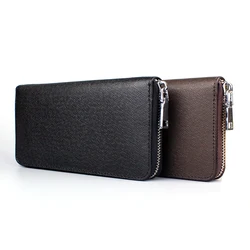 Genuine Leather Men Wallet Designer Brand Coin Purse Long Zipper Wallets Large Capacity Male Business Clutch Card Holder Wallets