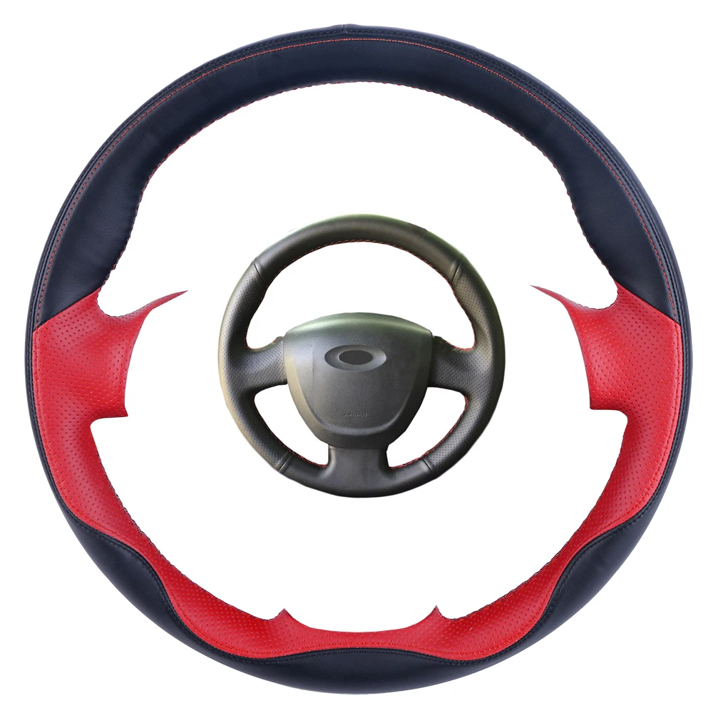 

DIY Black Leather Hand-stitched Car Steering Wheel Cover For Lada Granta 2011-2018
