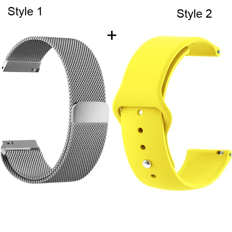 Silver-Yellow 20 мм Браслет Для Xiaomi Amazfit GTS ремешок для часов Amazfit GTR 42 мм ремешок для часов Миланская Нержавеющая сталь ремешок для часов силиконовый ремешок - Цвет: Silver-Yellow